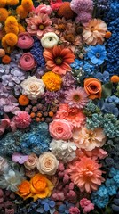 The image shows a vibrant floral arrangement featuring an assortment of colorful flowers.