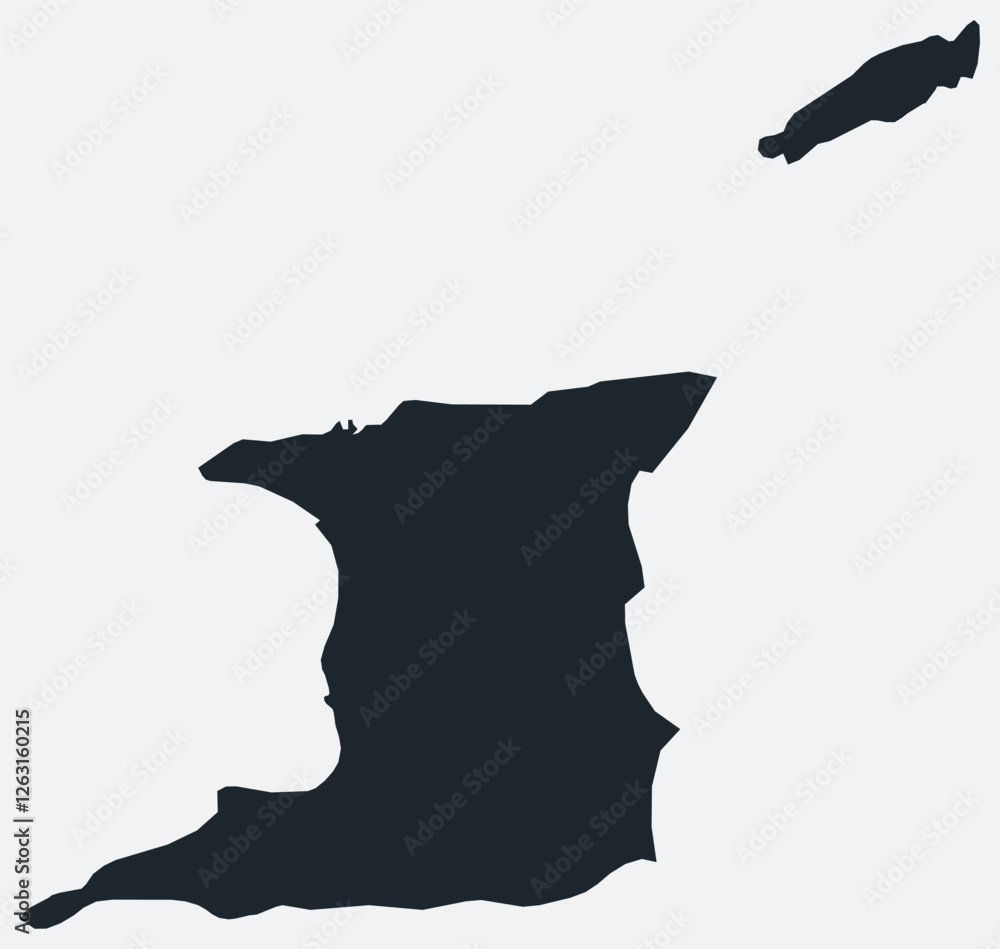 Poster trinidad and tobago map. just a simple border map. shape of the country. flat blank trinidad and tob