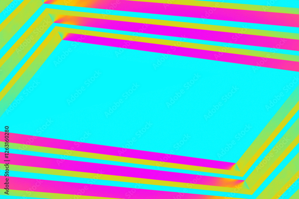 Poster vibrant abstract geometric background with bold cyan, pink, and yellow gradient stripes. modern mini
