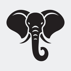 Simple Elephant Head Silhouette with Smooth Lines – Vector T-Shirt Design