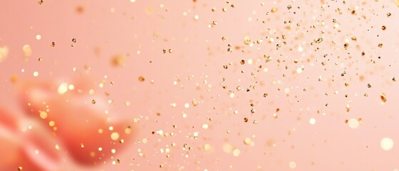 Fototapeta premium Simple peach background with scattered gold dots Valentine's day Background