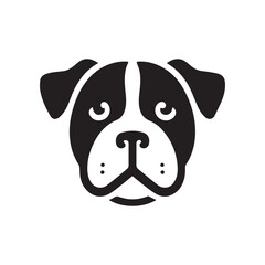 Black dog head silhouette on white background, dog head vector