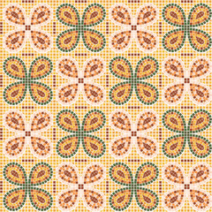Mosaic floor or wall sunny clover pattern seamless vector 