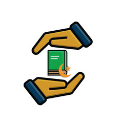Ramadan icon. Islamic holy book vector in hand. reading, reciting, recitations, studying. activities in the holy month of Ramadan. simple 3d design style