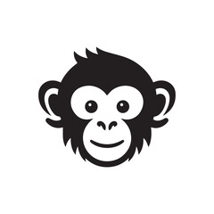 monkey head silhouette vector
