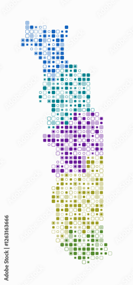 Poster togo, shape of the country build of colored cells. digital style map of the togo on white background