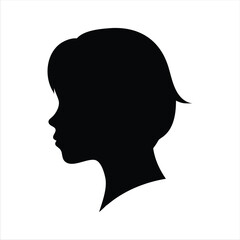 Girl Head Profile Silhouette Set Female Face Vector Illustration