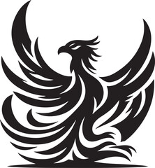 Minimalist phoenix silhouette vector – simple and stylish mythical bird illustration for logos.
