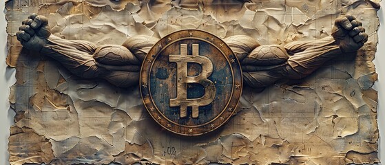 bitcoin coin with muscles