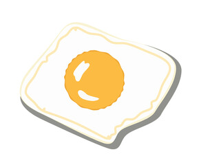 Stylized illustration of a fried egg with a cheerful design