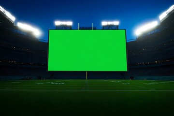 Empty American Football Stadium at Night with Green Screen