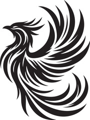 Phoenix wings silhouette vector – legendary firebird with open wings for powerful fantasy designs.