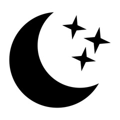 Crescent moon with stars icon. Night icon. Crescent moon icon.
