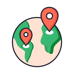 Global Shipping Icon – Worldwide Logistics and International Delivery- Vector Line and Fill icons