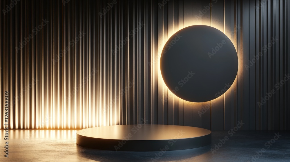 Poster dark elegant stage setting with circular backdrop