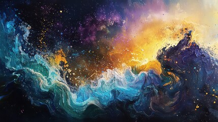 Fototapeta premium Vivid Abstract Ocean Waves in Colorful Swirl