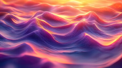 Obraz premium Abstract Wavy Landscape with Vibrant Sunset Hues