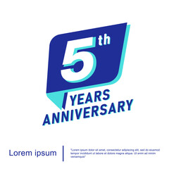 5th years anniversary celebration emblem. anniversary logo isolated with blue ribbon on white background. vector illustration template design for web, flyers, poster, invitation or greeting card

