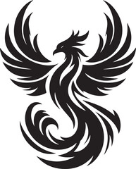 Tribal phoenix silhouette vector – bold flame bird design for tattoo, logo, and artistic projects.
