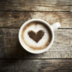 Fototapeta premium Caffeine & Love: The Art of a Heartfelt Latte, cup of coffee with heart