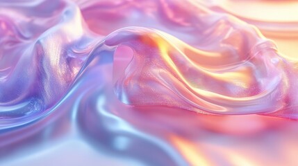 Fototapeta premium Abstract iridescent fabric flowing in pastel colors