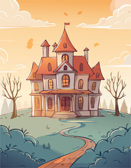 Cozy Fairy Tale Mansion with a Warm Autumn Glow