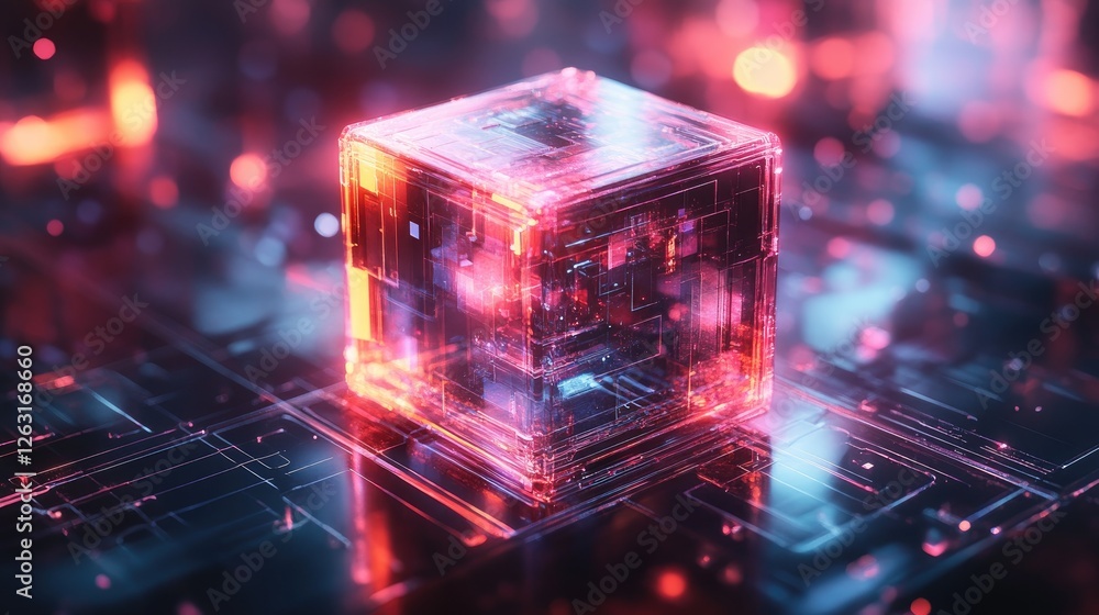 Aufkleber illuminated translucent cube displays internal circuitry