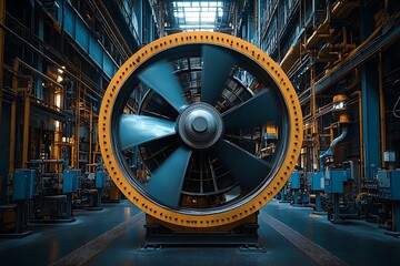 Obraz premium Massive Industrial Fan in a Factory Setting