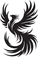 Rising phoenix silhouette vector – legendary firebird illustration for tattoos, logos, and branding