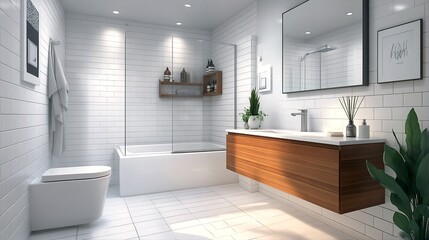 Bathroom with white walls and floors.