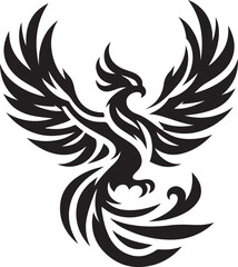 Obraz premium Phoenix silhouette vector – mythical firebird symbolizing rebirth, strength, and immortality.