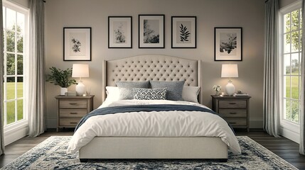 Bedroom with large window.