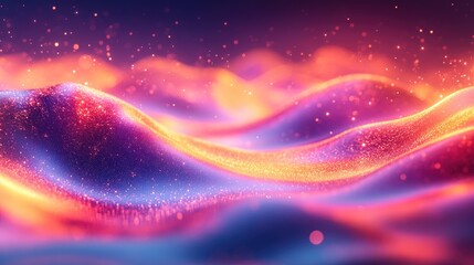 Glittering Waves of Pink Orange and Blue Hues