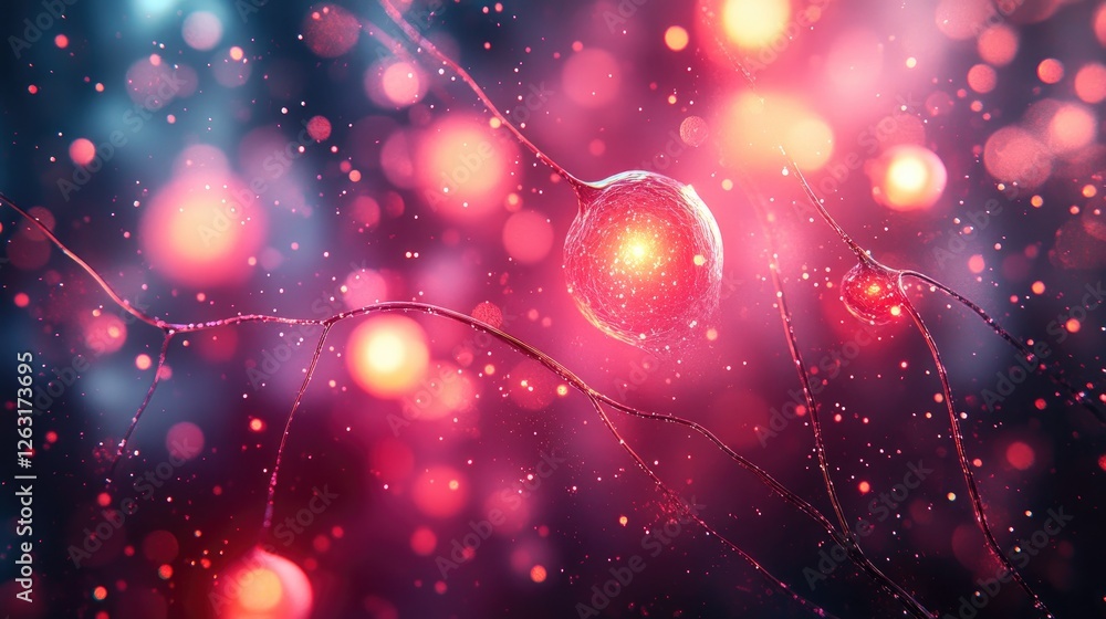 Poster abstract image of glowing cells and neural connections