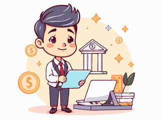 Digital Banking and Finance Technology Vector Icon