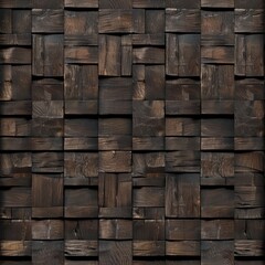 dark brown wood wall seamless texture square blocks natural grain detailed background design