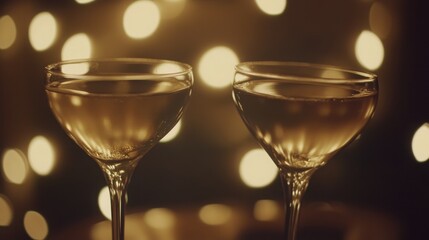Two champagne glasses clinking in a toast, celebrating joy and connection.