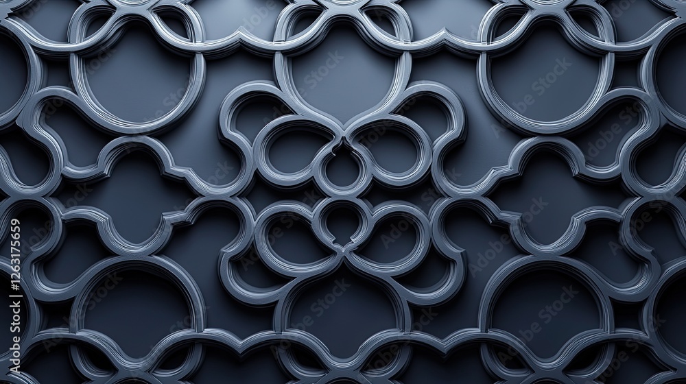 Poster abstract dark gray interlocking circular pattern design