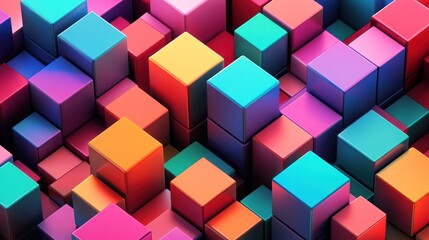 Vibrant Abstract Cube Composition: A Symphony of Colors and Shapes