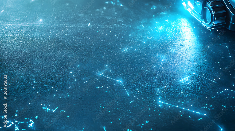Poster illuminated cosmic patterns digital space abstract art sci-fi environment close-up view futuristic c