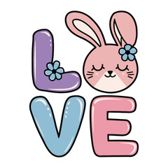 Bunny LOVE Retro Typography SVG Design with Vintage Easter Aesthetic