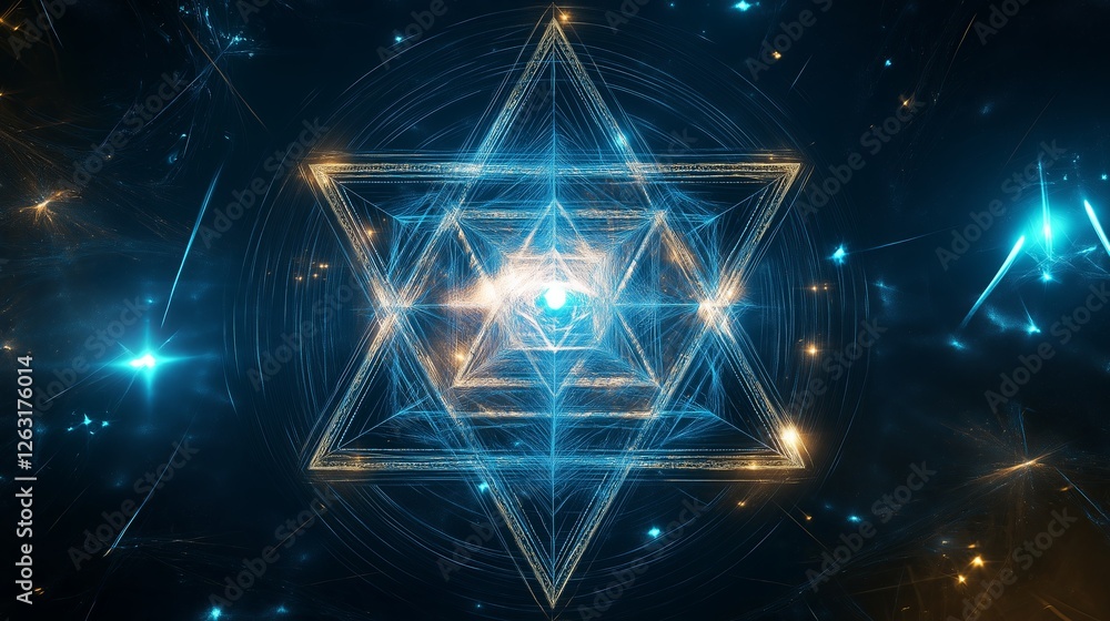 Poster A sacred fractal geometry pattern resembling an ancient mystical symbol