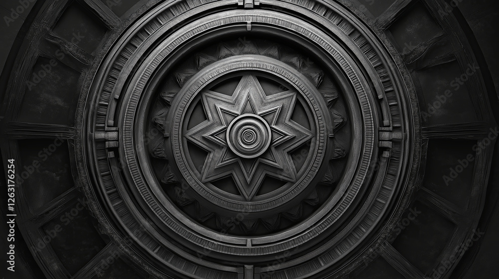 Poster A sacred fractal geometry pattern resembling an ancient mystical symbol