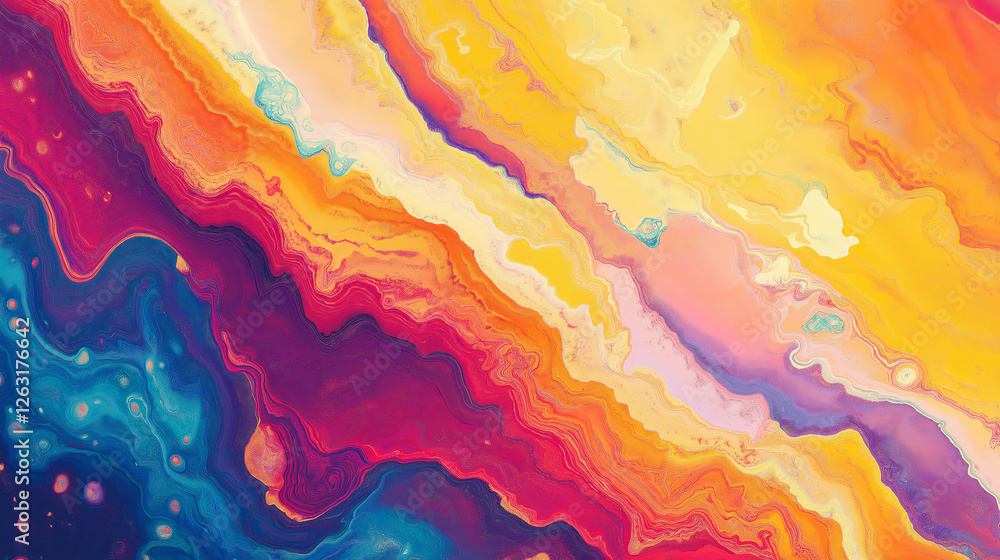 Poster a psychedelic fractal wave with fluid, ribbon-like energy flowing across the space