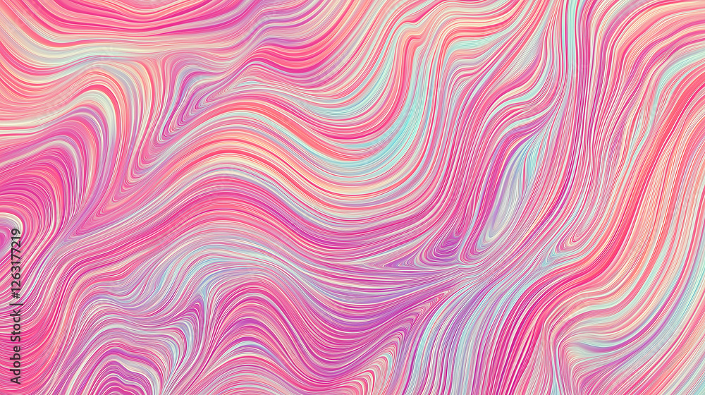 Poster a psychedelic fractal wave with fluid, ribbon-like energy flowing across the space