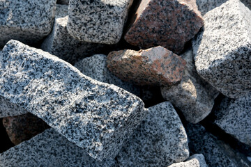 Natural stones create a rustic mosaic on the construction site