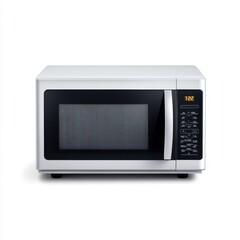 Fototapeta premium Modern Clean White Kitchen Microwave with Digital Display and Control Buttons for Fast Cooking and Heating