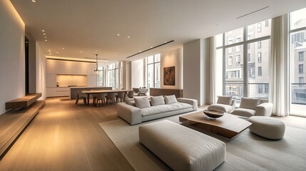 A Modern and Minimalist Living Space with a Sleek and Contemporary Design.
