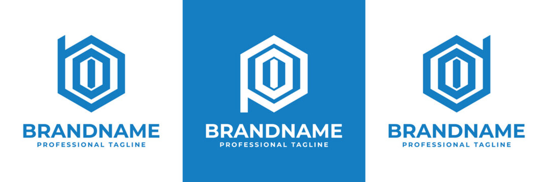 Letters BOI POI DOI Hexagon Logo, for BOI BIO POI PIO DOI DIO initials