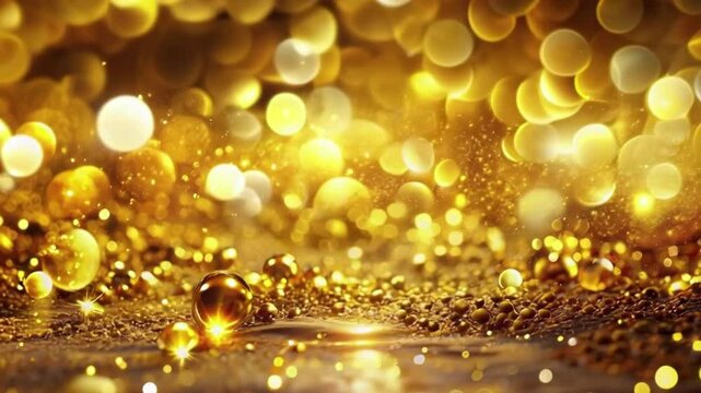 Abstract background. Trendy business website template with copy space. Nice gold texture with gold transparent stripes. Raster image. Smooth lines, circles